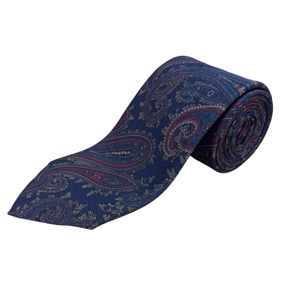 Vintage Brooks Brothers Mens Navy Silk Paisley Tie 58" Classic Imported Fabric