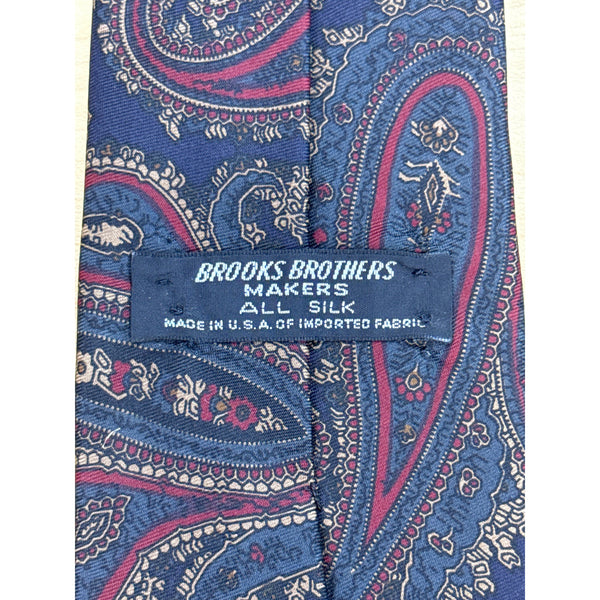 Vintage Brooks Brothers Mens Navy Silk Paisley Tie 58" Classic Imported Fabric