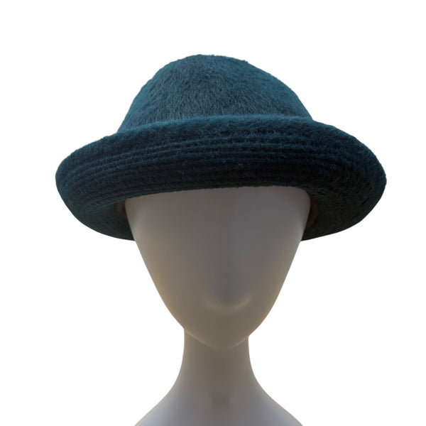 Teal Alpaca Wool Cloche Hat By Beatriz Canedo Patiño Made In Bolivia Folded Brim