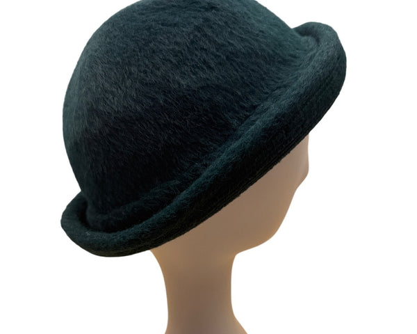 Teal Alpaca Wool Cloche Hat By Beatriz Canedo Patiño Made In Bolivia Folded Brim