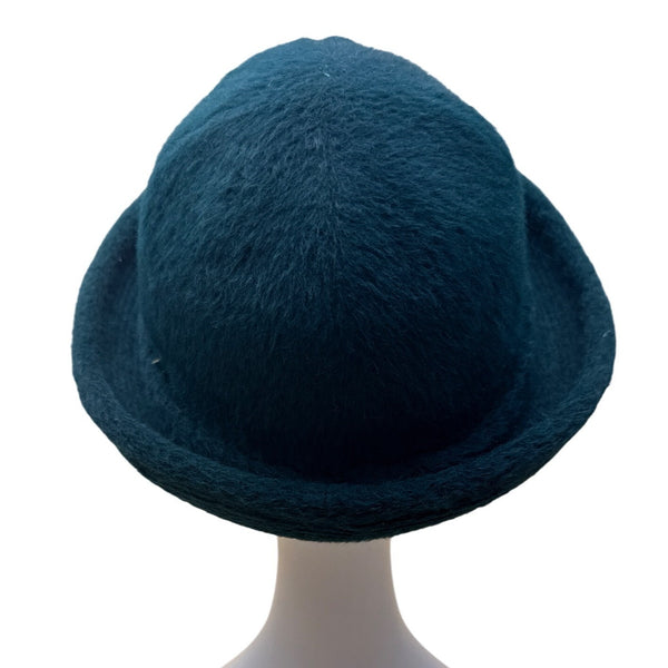 Teal Alpaca Wool Cloche Hat By Beatriz Canedo Patiño Made In Bolivia Folded Brim
