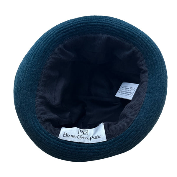 Teal Alpaca Wool Cloche Hat By Beatriz Canedo Patiño Made In Bolivia Folded Brim