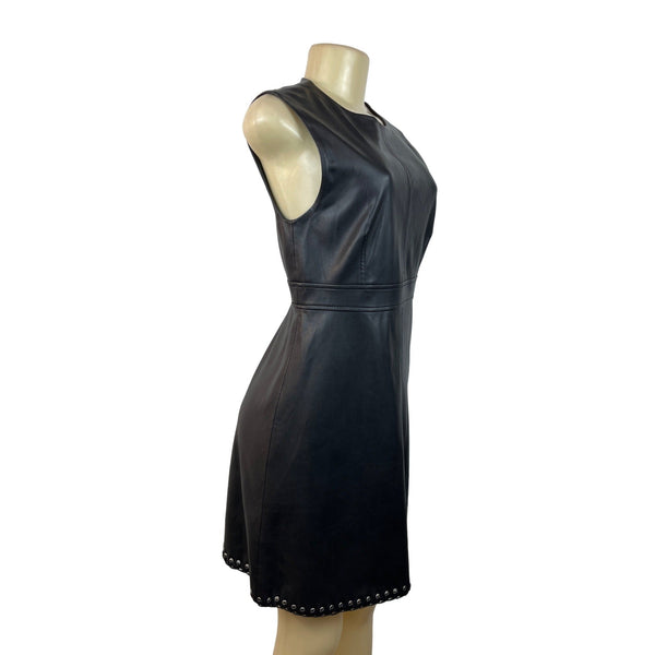 Zara Women's Black Faux Leather With Grommets Sleeveless Dress S
