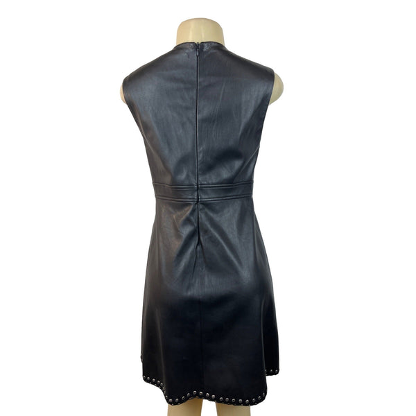 Zara Women's Black Faux Leather With Grommets Sleeveless Dress S
