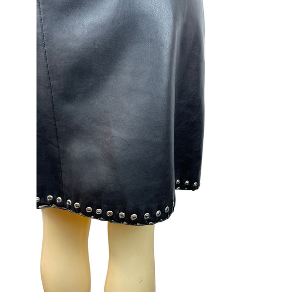 Zara Women's Black Faux Leather With Grommets Sleeveless Dress S