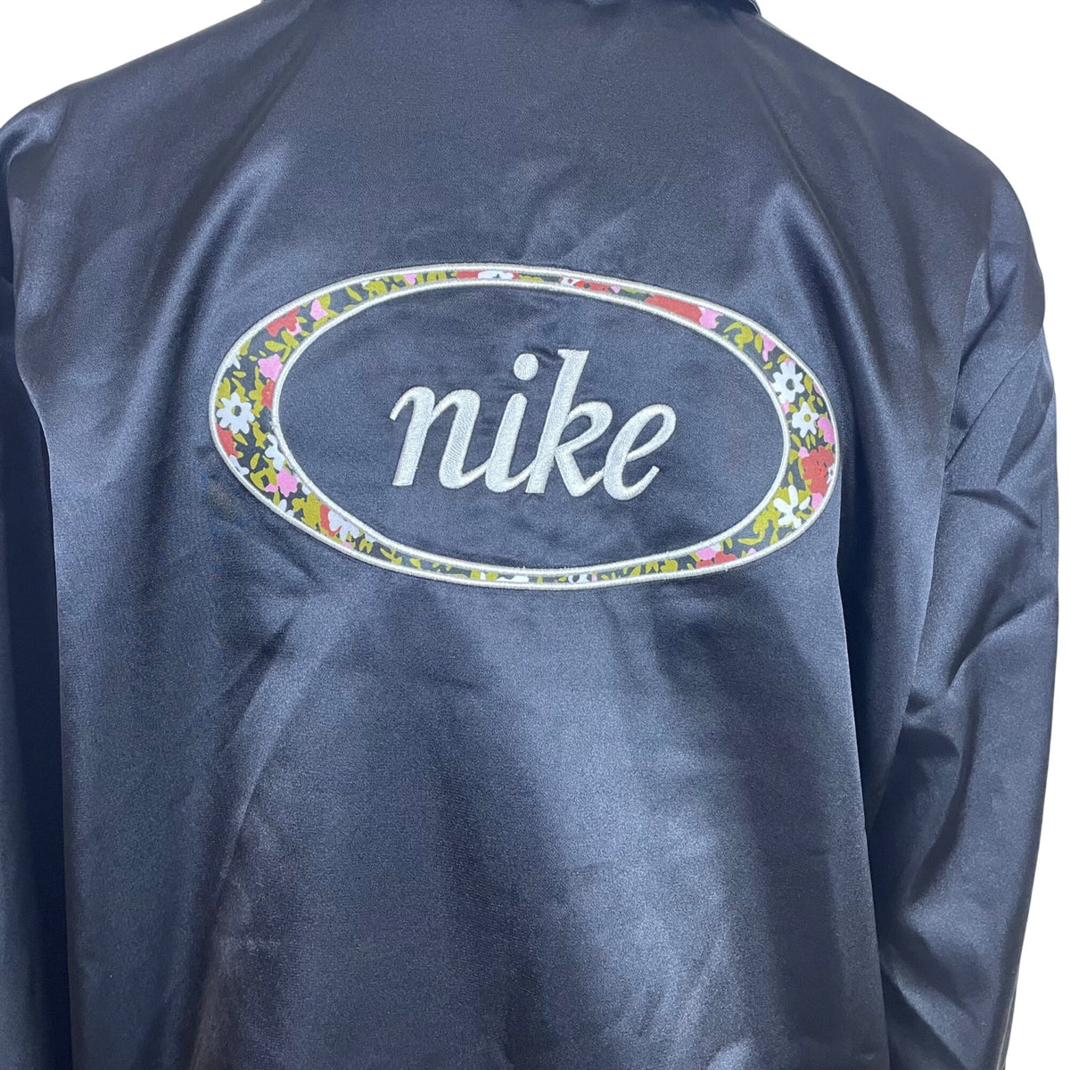 Nike Women's Black Satin Logo Button Up Jacket Size M