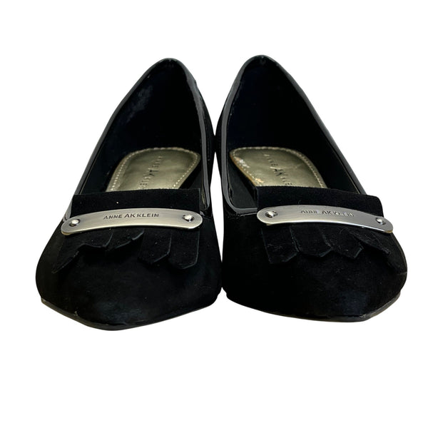 Anne Klein Women’s Black Suede Tassel I Flex Munza Kitten Heels Size 7M