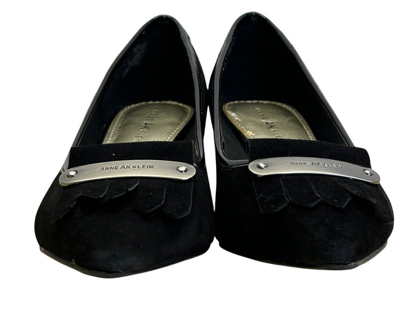 Anne Klein Women’s Black Suede Tassel I Flex Munza Kitten Heels Size 7M