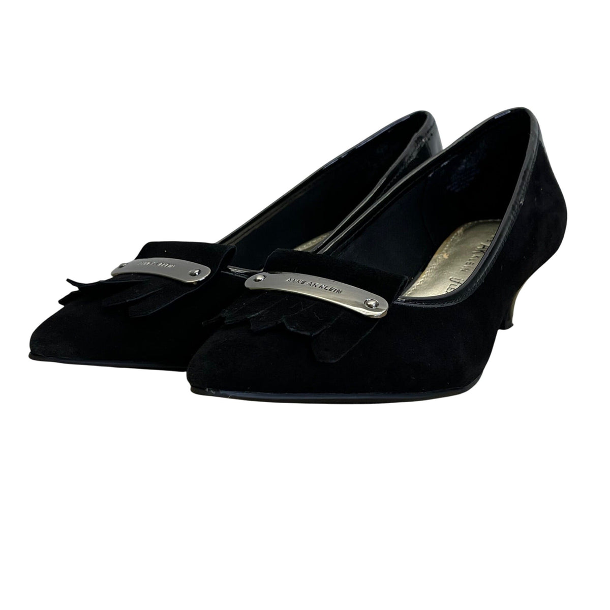 Anne Klein Women’s Black Suede Tassel I Flex Munza Kitten Heels Size 7M