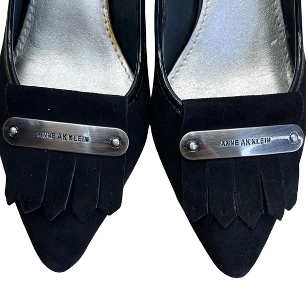 Anne Klein Women’s Black Suede Tassel I Flex Munza Kitten Heels Size 7M