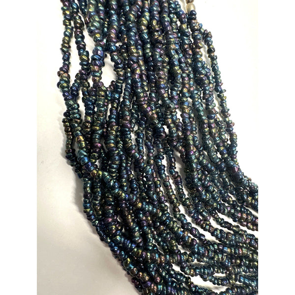 Vintage Egyptian Muti-strand Bib with Iridescent Beads Necklace - 24in