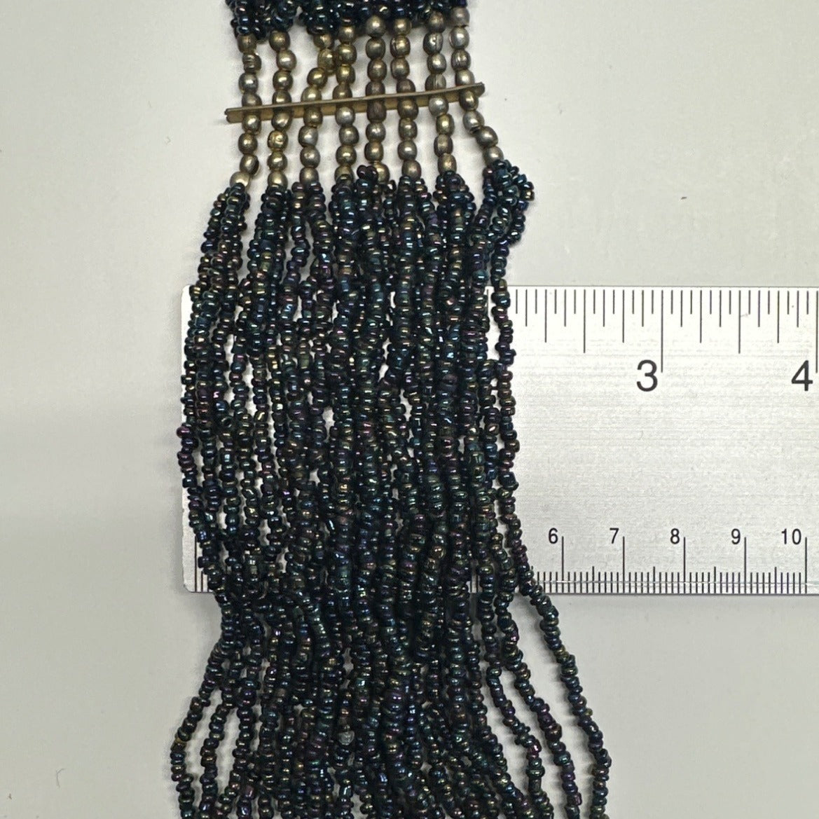 Vintage Egyptian Muti-strand Bib with Iridescent Beads Necklace - 24in