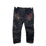 Y.L.WKE Kids Black Denim Winter Pants With Fleece Lining Embroidered Hearts Size 11