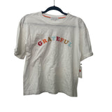 P.J. Salvage Womens White Cotton Grateful Graphic Tee Crew Neck Short Sleeve Size S