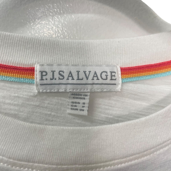 P.J. Salvage Womens White Cotton Grateful Graphic Tee Crew Neck Short Sleeve Size S