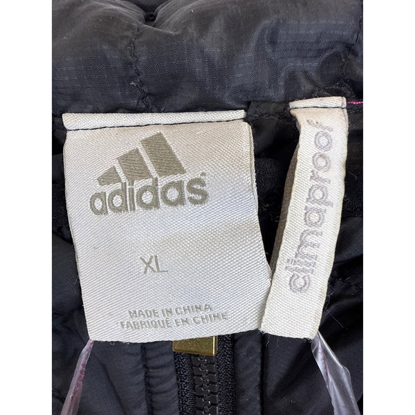 Adidas Mens Black Hooded Quilted Jacket Climalite Full-Zip Lightweight XL Size