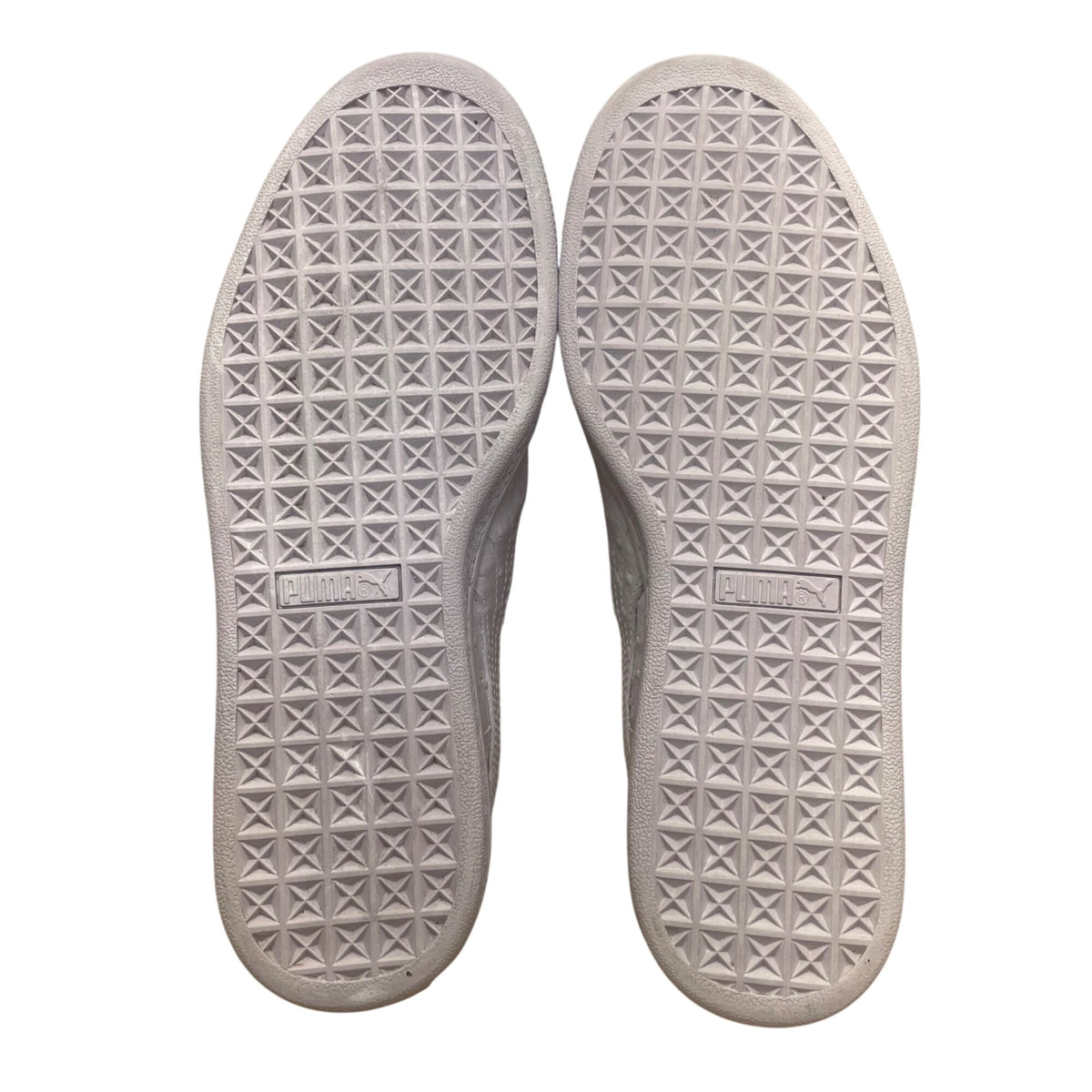 Puma Women’s White Leather Low-Top Lace-Up Basket Ostrich Texture Sneakers Size 9.5