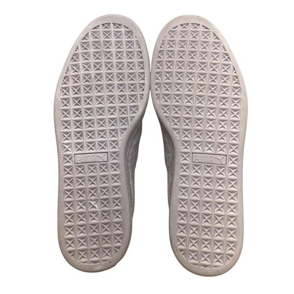 Puma Women’s White Leather Low-Top Lace-Up Basket Ostrich Texture Sneakers Size 9.5