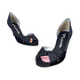 Nina New York Black Culver Peep-Toe Kitten Slip-On Heel Sz- 9M
