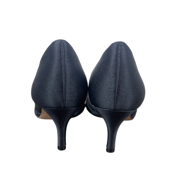 Nina New York Black Culver Peep-Toe Kitten Slip-On Heel Sz- 9M