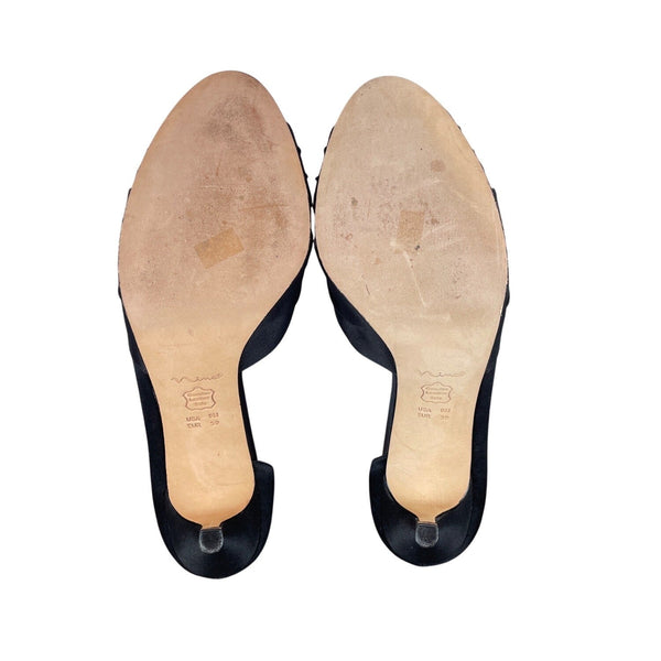 Nina New York Black Culver Peep-Toe Kitten Slip-On Heel Sz- 9M