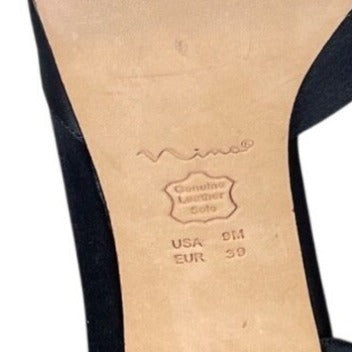 Nina New York Black Culver Peep-Toe Kitten Slip-On Heel Sz- 9M