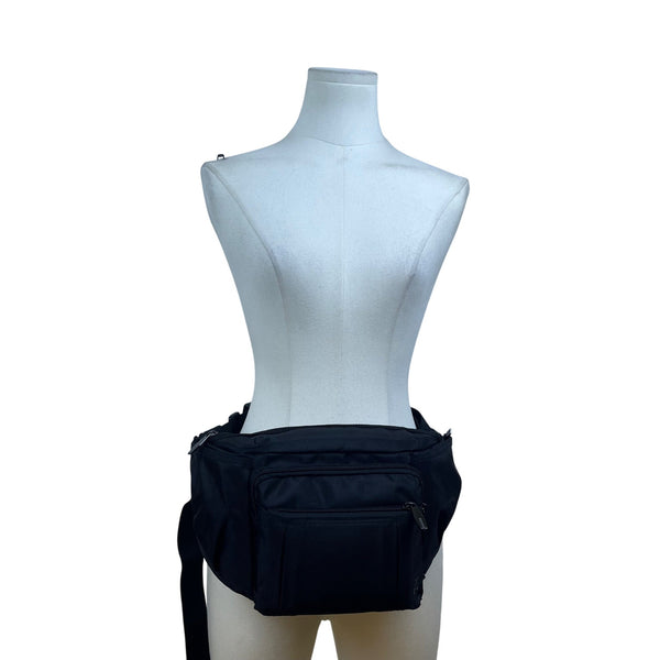 NZII Unisex Black Nylon  Multiple Compartments Lightweight Adjustable Belt Bag