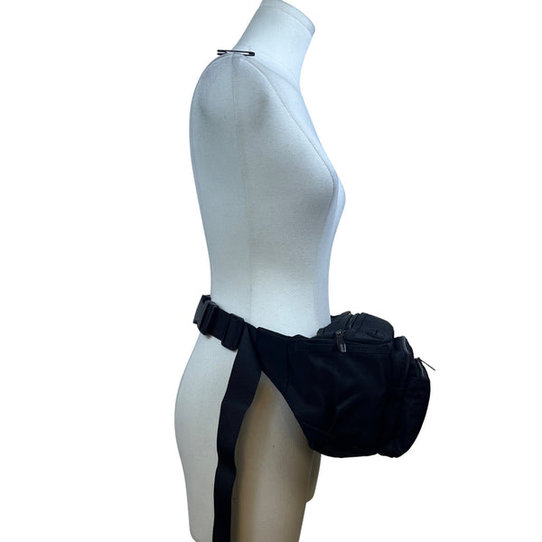 NZII Unisex Black Nylon  Multiple Compartments Lightweight Adjustable Belt Bag
