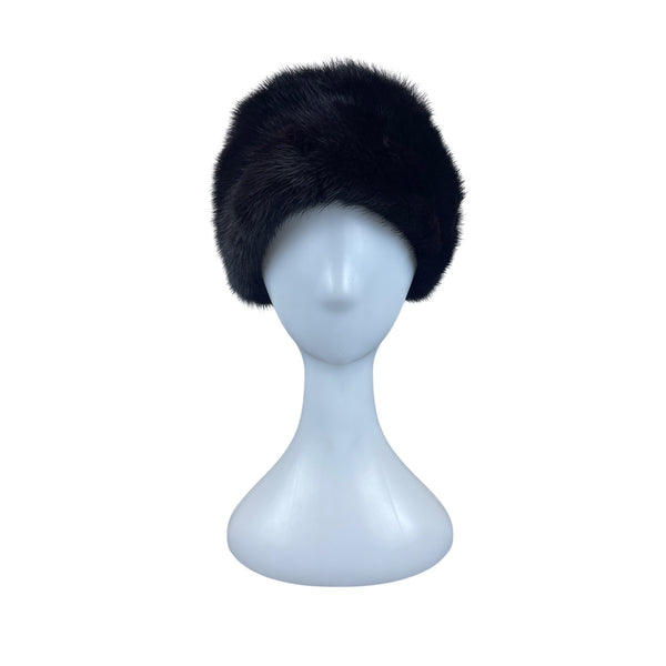 Vintage 60s Black Mink Fur Hat By Marché