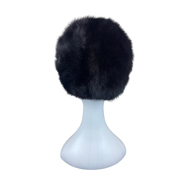 Vintage 60s Black Mink Fur Hat By Marché