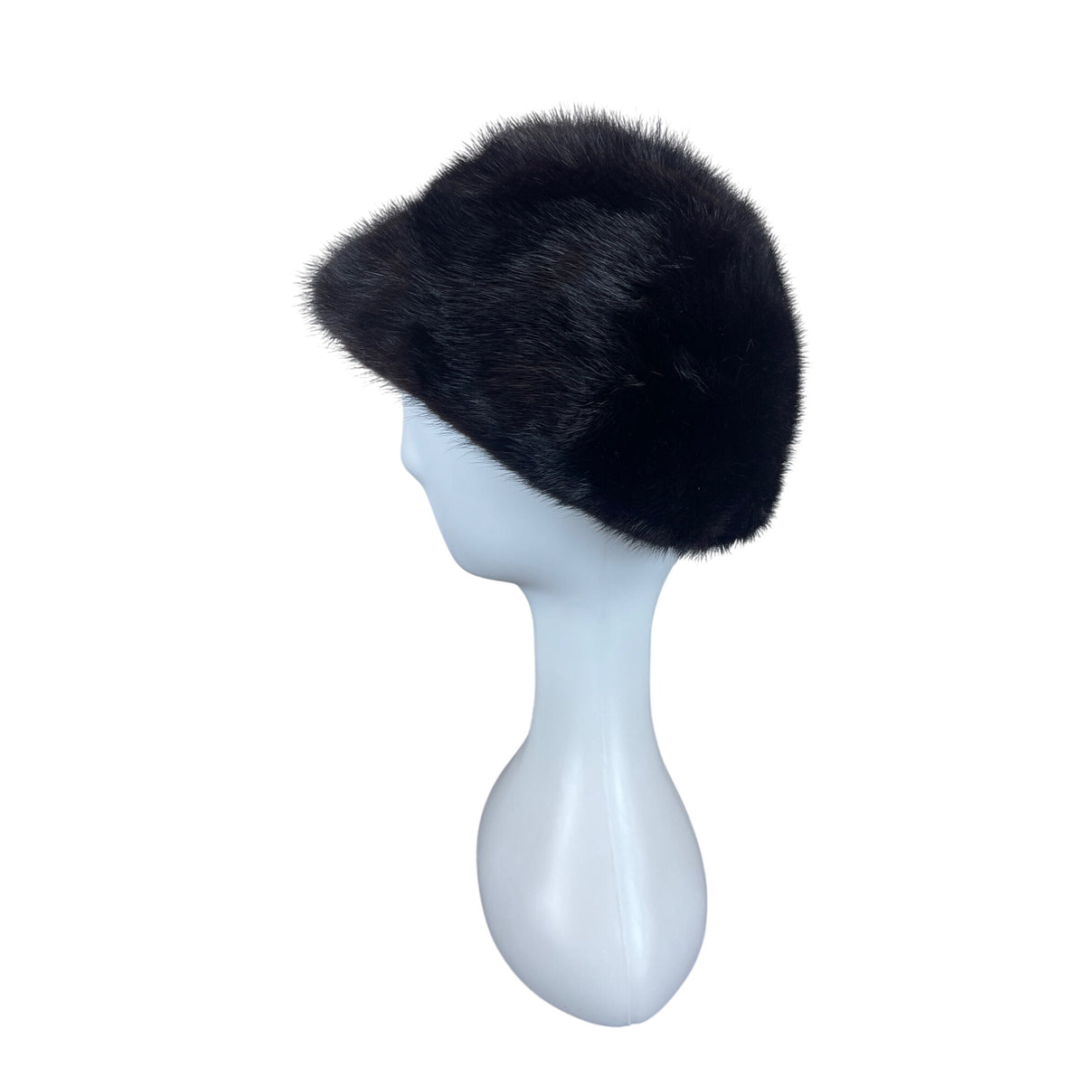Vintage 60s Black Mink Fur Hat By Marché