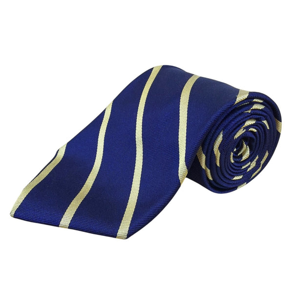 Vintage Brooks Brothers Blue & Yellow Silk Striped Necktie Classic Accessory