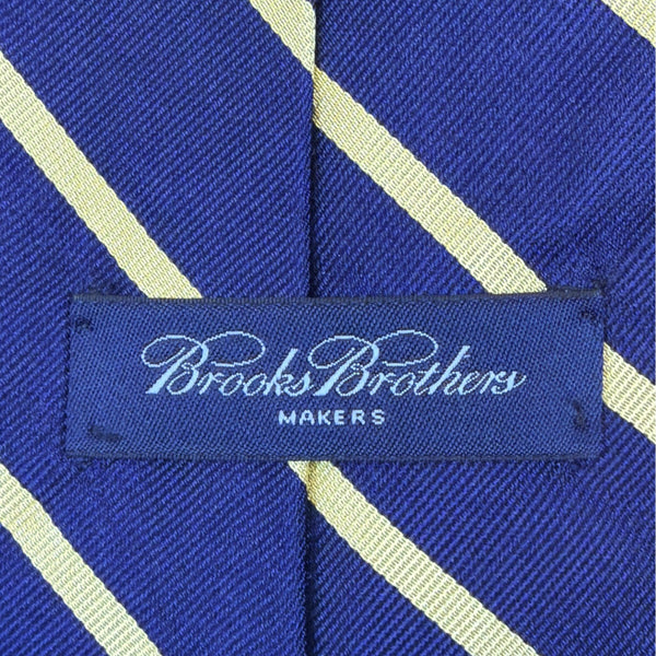 Vintage Brooks Brothers Blue & Yellow Silk Striped Necktie Classic Accessory