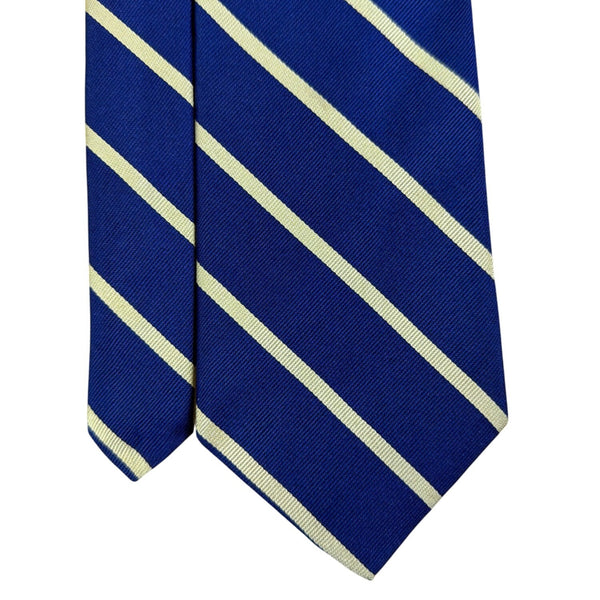 Vintage Brooks Brothers Blue & Yellow Silk Striped Necktie Classic Accessory