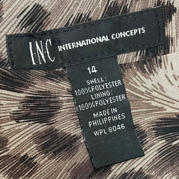 INC International Concepts Women’s Brown Leopard Print Midi Skirt Size 14 - New