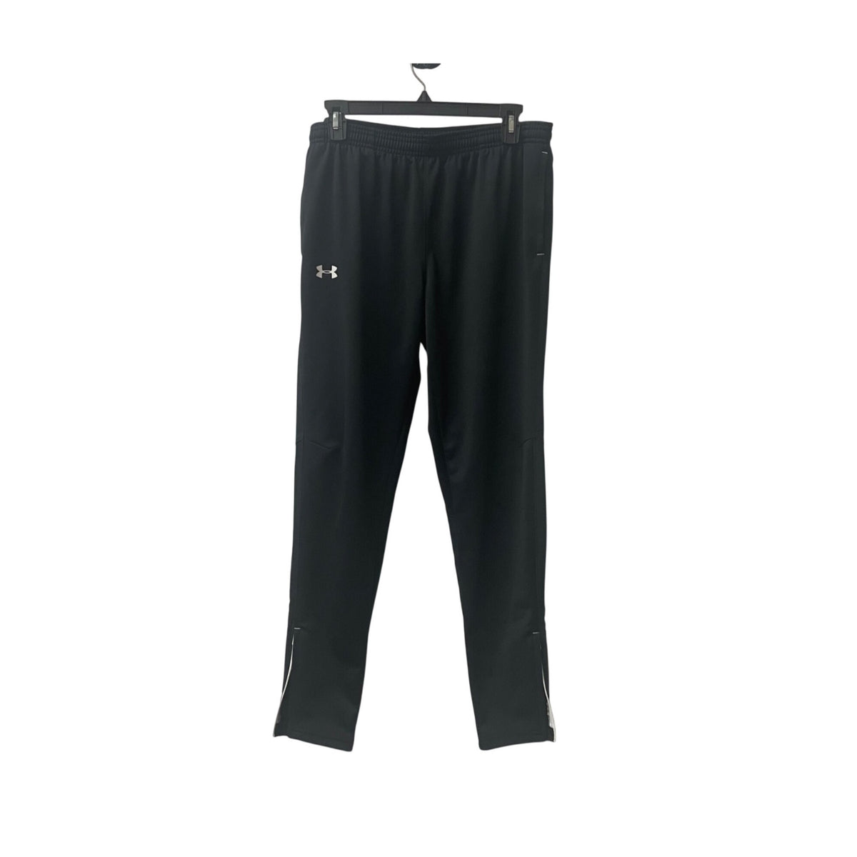 Under Armour Mens Black Polyester Athletic Track Pants Fitted Style Large LG