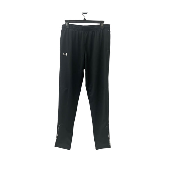 Under Armour Mens Black Polyester Athletic Track Pants Fitted Style Large LG