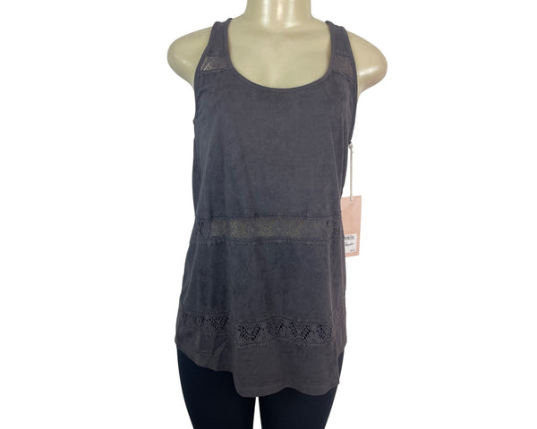Sun & Shadow Womens Lace Back Gray Sleeveless Tank Top Size M- New