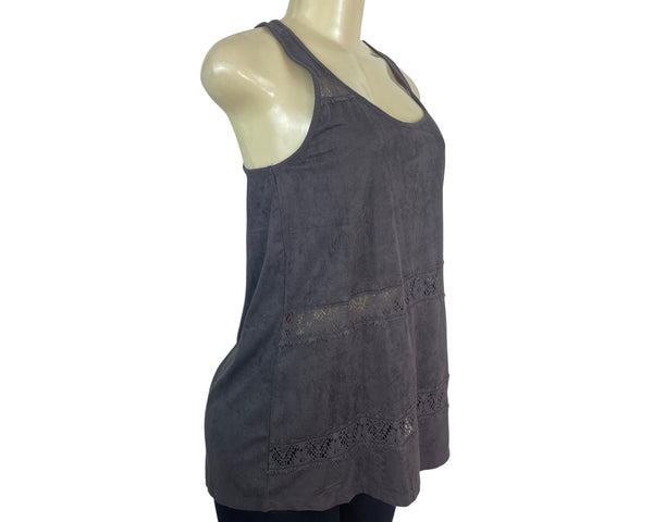Sun & Shadow Womens Lace Back Gray Sleeveless Tank Top Size M- New