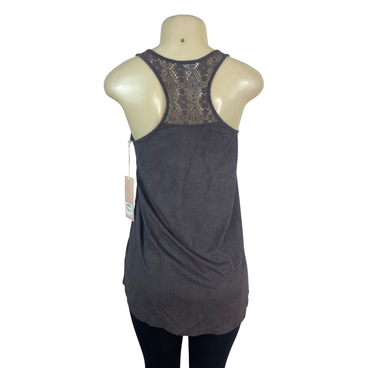 Sun & Shadow Women's Lace Back Gray Sleeveless Tank Top Size M
