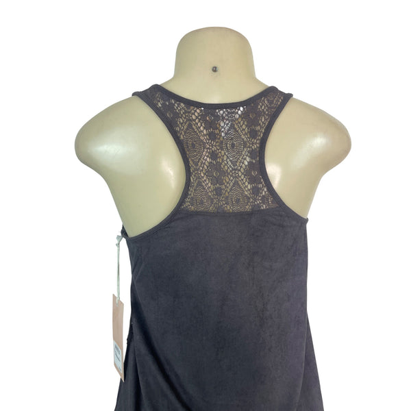 Sun & Shadow Women's Lace Back Gray Sleeveless Tank Top Size M