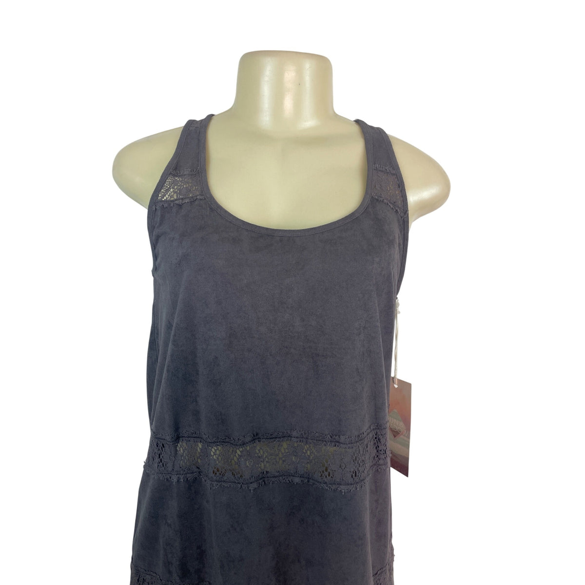 Sun & Shadow Women's Lace Back Gray Sleeveless Tank Top Size M