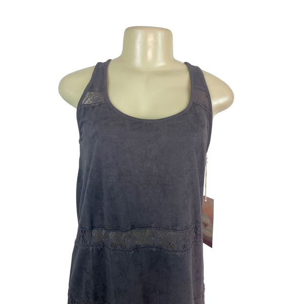 Sun & Shadow Women's Lace Back Gray Sleeveless Tank Top Size M