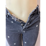 Pacsun Women's Faded Black High Rise Daisy Embroidered Straight Leg Jeans Sz 26