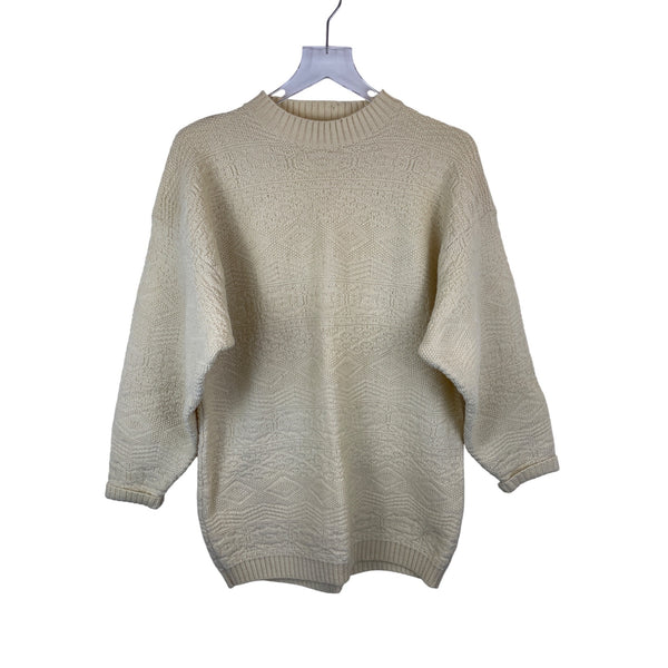 Ann Taylor Womens Cream Wool Textured Pullover Sweater Small Hong Kong Knit