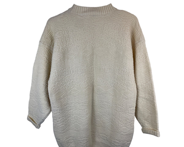 Ann Taylor Womens Cream Wool Textured Pullover Sweater Small Hong Kong Knit