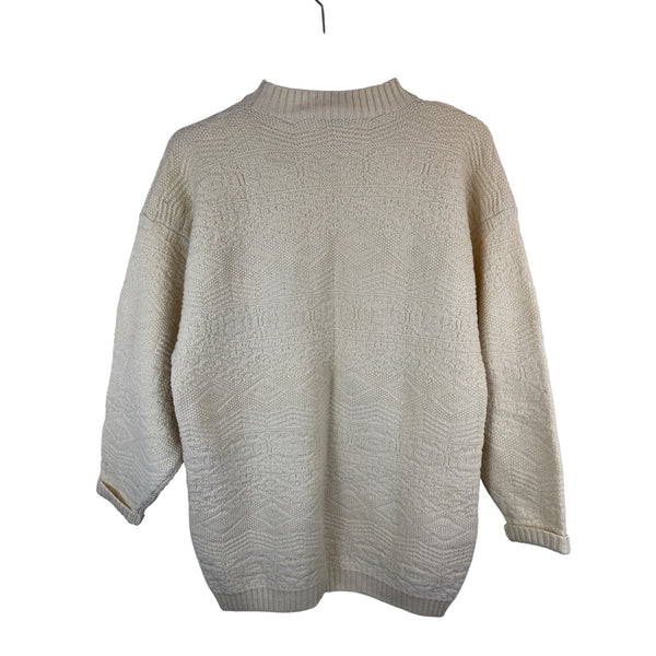 Ann Taylor Womens Cream Wool Textured Pullover Sweater Small Hong Kong Knit