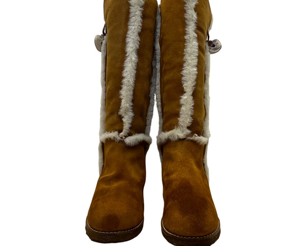 Etienne Aigner Halifax Women’s Camel Suede Knee-High Winter Boots Size 7.5 M
