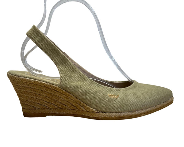 Viscata Barcelona Green & Beige Espadrille Slingback Wedge Sandals Sz 10 US