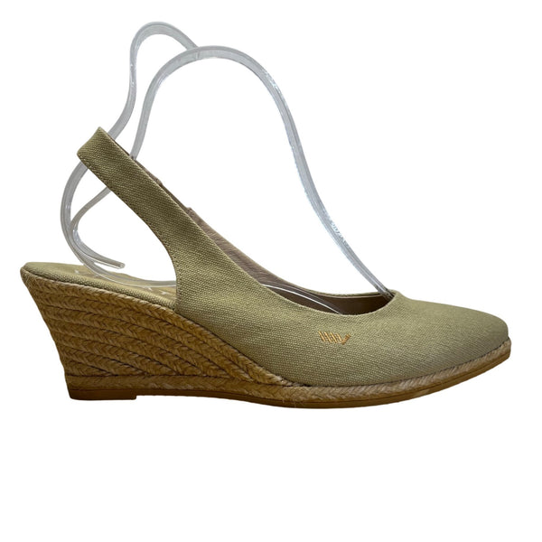 Viscata Barcelona Green & Beige Espadrille Slingback Wedge Sandals Sz 10 US